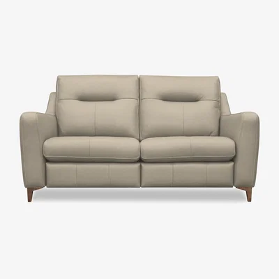 Furniture Village G Plan - Arlo 2 Seater Leather Power Recliner Sofa - Oxford Mushroom with Walnut Feet