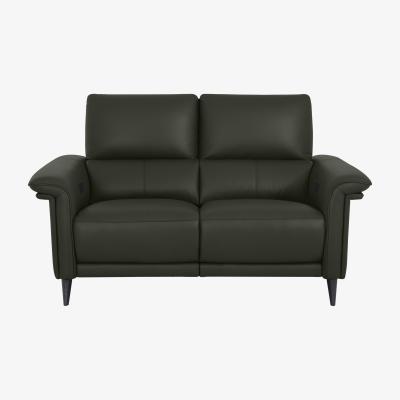 Furniture Village Domicil - Huxley 2 Seater Leather Power Recliner Sofa with Telescopic Headrests - NN Olive Green