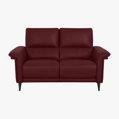 Furniture Village Domicil - Huxley 2 Seater Leather Power Recliner Sofa with Telescopic Headrests - Burgundy