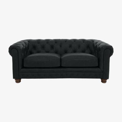 Furniture Village Alexander and James - Chesterfield Collection Hugo 2 Seater Leather Sofa - Indigo - Dark Feet