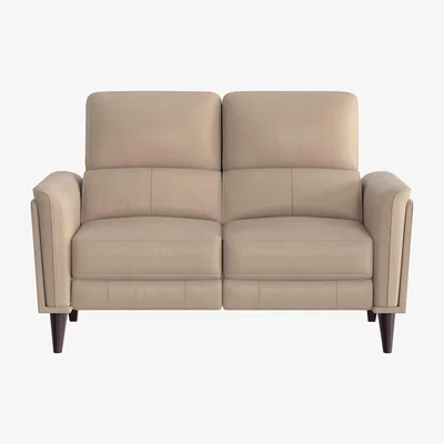 Furniture Village Compact Collection Klein 2 Seater NC Leather Power Recliner Sofa with Telescopic Headrests - NC Pebble