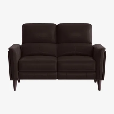 Furniture Village Compact Collection Klein 2 Seater HW Leather Power Recliner Sofa with Telescopic Headrests - Expresso
