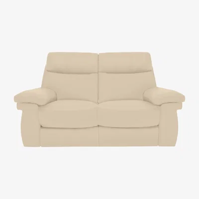 Furniture Village Comfort Story - Serene 2 Seater Leather Power Recliner Sofa with Headrests and Power Lumbar - Bisque