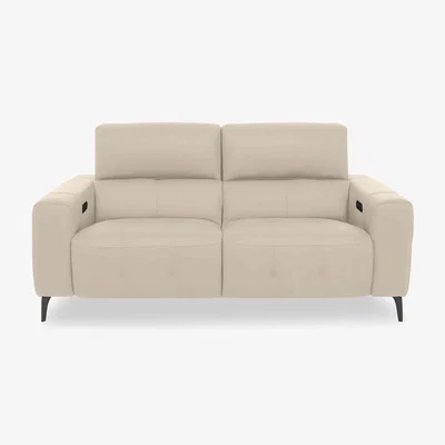 Furniture Village New York 2 Seater NC Leather Power Recliner Sofa - NC Bisque