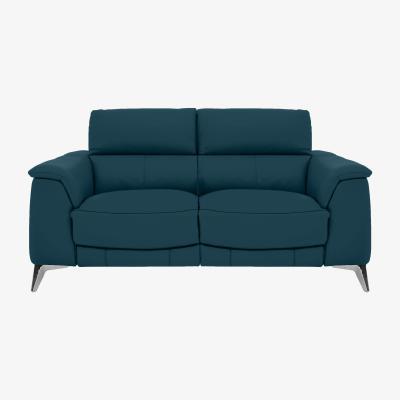 Furniture Village Odyssey 2 Seater Leather Recliner Sofa with Power Headrests - Blue- World of Leather