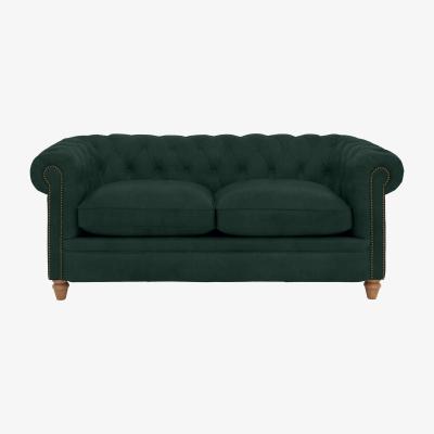 Furniture Village Alexander and James - Chesterfield Collection Ralph 2 Seater Fabric Sofa - Honeycreeper - Oak Feet with Studs