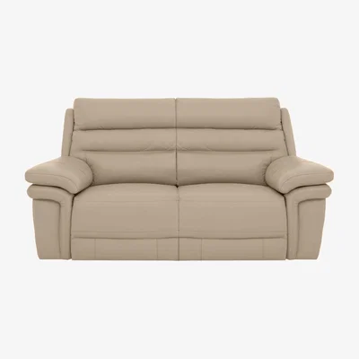 Furniture Village Berlin 2 Seater Leather Power Recliner Sofa - Pebble