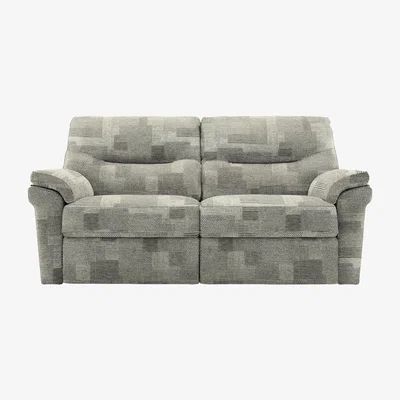 Furniture Village G Plan - Seattle 2.5 Seater Fabric Power Recliner Sofa with Power Lumbar - Checkers Smoke
