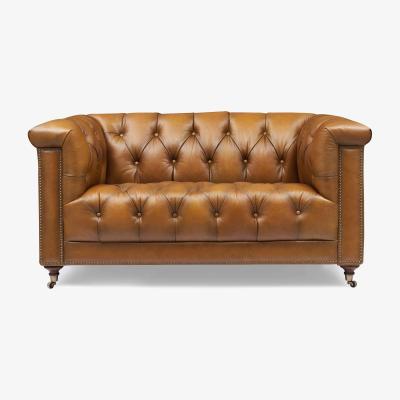 Furniture Village At The Helm - Wallace 2 Seater Leather Chesterfield Sofa - Inca