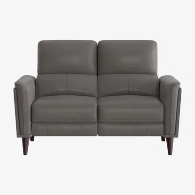 Furniture Village Compact Collection Klein 2 Seater NC Leather Power Recliner Sofa with Telescopic Headrests - NC Elephant