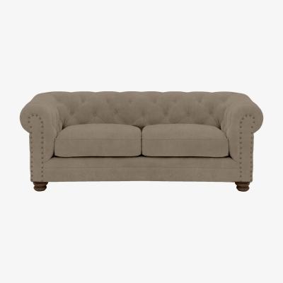 Furniture Village Alexander and James - Chesterfield Collection Hugo 2 Seater Fabric Sofa - Mouse with Studs - Dark Feet