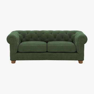 Furniture Village Alexander and James - Chesterfield Collection Hugo 2 Seater Fabric Sofa - Highland Green - Oak Feet