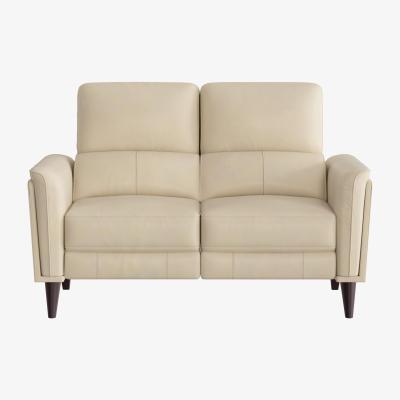 Furniture Village Compact Collection Klein 2 Seater NC Leather Power Recliner Sofa with Telescopic Headrests - NC Bisque