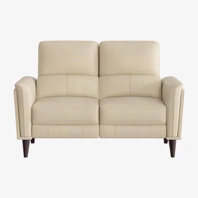 Furniture Village Compact Collection Klein 2 Seater NC Leather Power Recliner Sofa with Telescopic Headrests - NC Bisque
