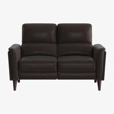 Furniture Village Compact Collection Klein 2 Seater BV Leather Power Recliner Sofa with Telescopic Headrests - Dark Chocolate