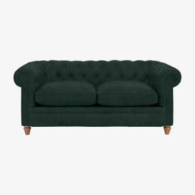 Furniture Village Alexander and James - Chesterfield Collection Ralph 2 Seater Fabric Sofa - Honeycreeper - Oak Feet