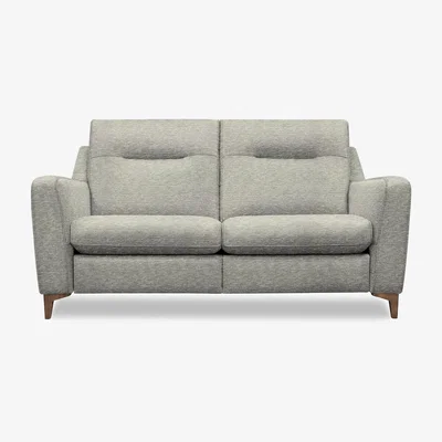 Furniture Village G Plan - Arlo 2 Seater Fabric Power Recliner Sofa - Mirage Powder with Walnut Feet