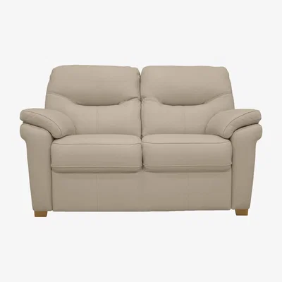 Furniture Village G Plan - Seattle 2 Seater Leather Sofa with Wooden Feet - Cambridge Plaster
