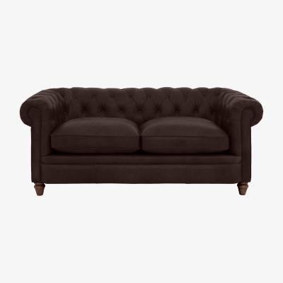 Furniture Village Alexander and James - Chesterfield Collection Ralph 2 Seater Leather Sofa - Cake - Dark Feet