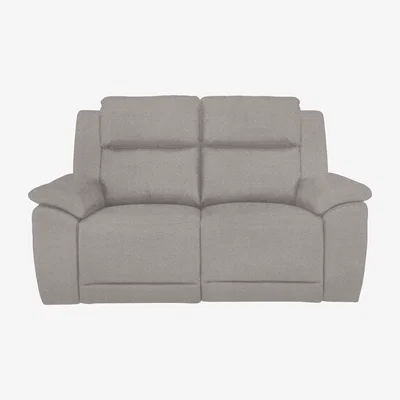 Furniture Village Utah 2 Seater Fabric Power Recliner Sofa with Headrests and Power Lumbar - Rosy Light Grey