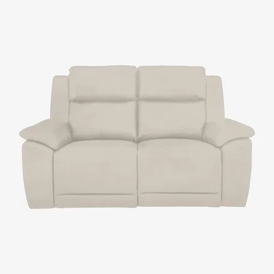 Furniture Village Utah 2 Seater Fabric Power Recliner Sofa with Headrests and Power Lumbar - Velvet White