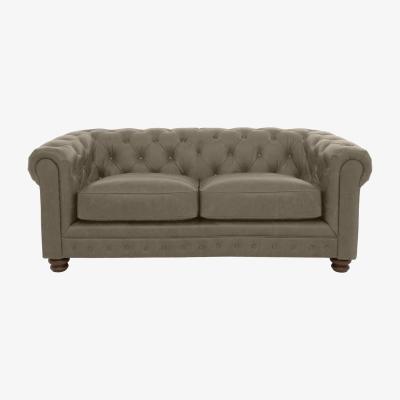 Furniture Village Alexander and James - Chesterfield Collection Hugo 2 Seater Leather Sofa - Bluster - Dark Feet