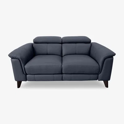 Furniture Village Wade 2 Seater HW Leather Power Recliner Sofa - Ocean Blue