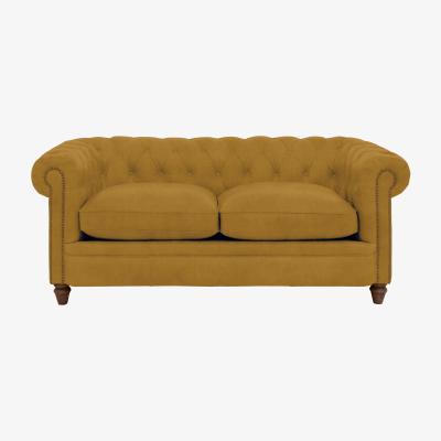Furniture Village Alexander and James - Chesterfield Collection Ralph 2 Seater Fabric Sofa - Turmeric - Dark Feet with Studs