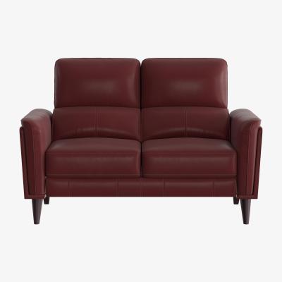 Furniture Village Compact Collection Klein 2 Seater HW Leather Sofa - Deep Red