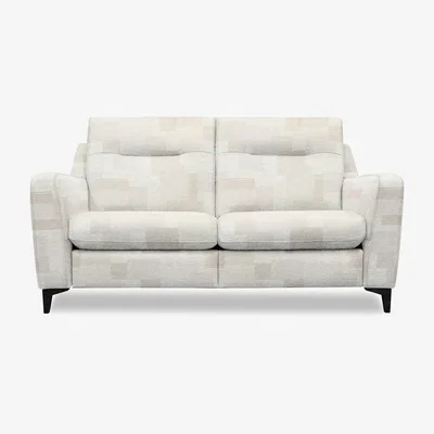 Furniture Village G Plan - Arlo 2 Seater Fabric Sofa - No Recliner - Checkers Putty with Ebony Feet