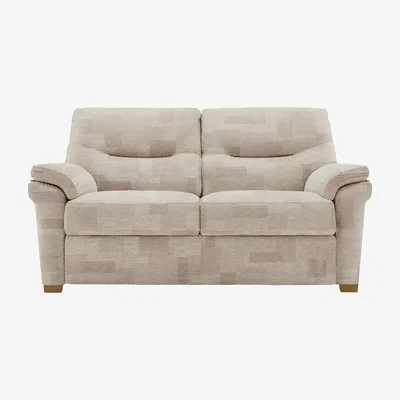 Furniture Village G Plan - Seattle 2 Seater Fabric Sofa with Wooden Feet - Checkers Putty
