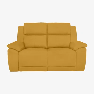 Furniture Village Utah 2 Seater Fabric Power Recliner Sofa with Headrests and Power Lumbar - Velvet Giallo