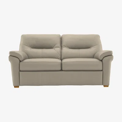 Furniture Village G Plan - Seattle 2.5 Seater Leather Sofa with Wooden Feet - Oxford Mushroom