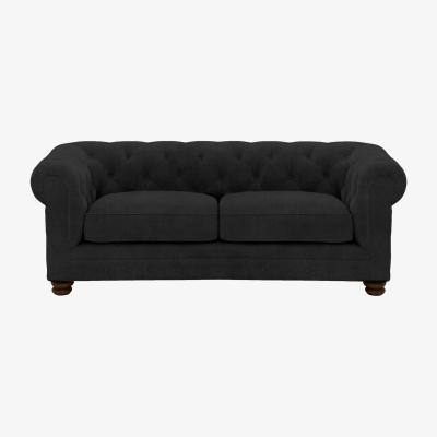Furniture Village Alexander and James - Chesterfield Collection Hugo 2 Seater Fabric Sofa - Chocolate - Dark Feet