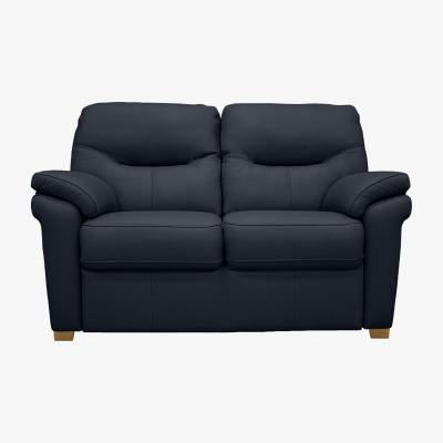 Furniture Village G Plan - Seattle 2 Seater Leather Sofa with Wooden Feet - Cambridge Navy