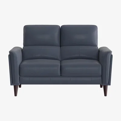 Furniture Village Compact Collection Klein 2 Seater HW Leather Sofa - Ocean Blue