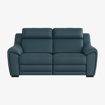 Furniture Village Nicoletti - Tosca 2.5 Seater Leather Recliner Sofa with Power Headrests - Blue