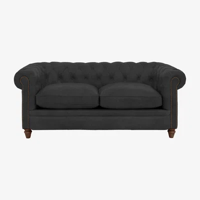 Furniture Village Alexander and James - Chesterfield Collection Ralph 2 Seater Fabric Sofa - Boot with Studs - Dark Feet