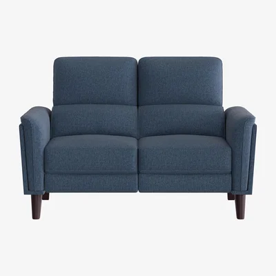 Furniture Village Compact Collection Klein 2 Seater Fabric Power Recliner Sofa with Telescopic Headrests - R38 Blue