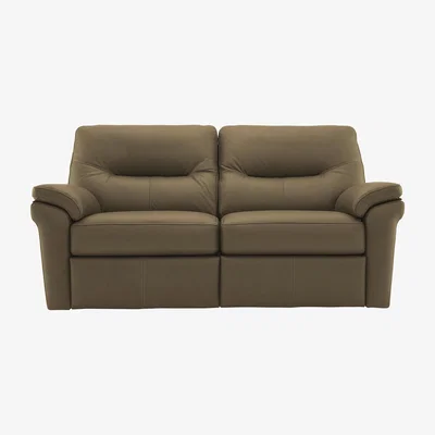 Furniture Village G Plan - Seattle 2.5 Seater Leather Power Recliner Sofa with Power Lumbar - Capri Mushroom