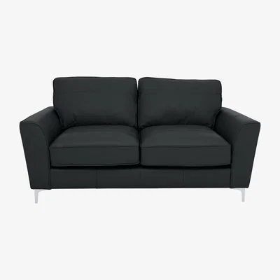 Furniture Village Legend Classic Back 2 Seater Leather Sofa - Verona Steel