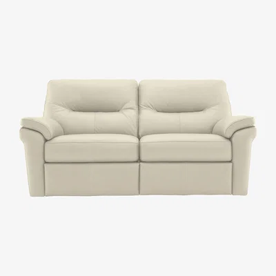 Furniture Village G Plan - Seattle 2.5 Seater Leather Power Recliner Sofa with Power Lumbar - Cambridge Chalk