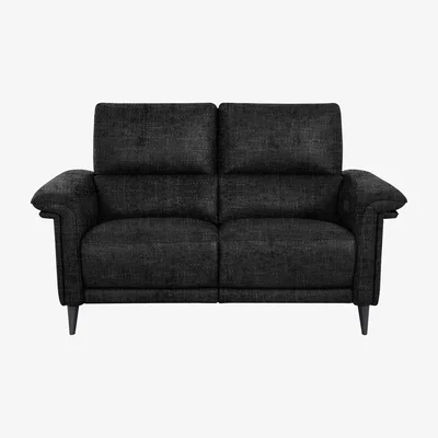 Furniture Village Domicil - Huxley 2 Seater Fabric Power Recliner Sofa with Telescopic Headrests - Black Mica