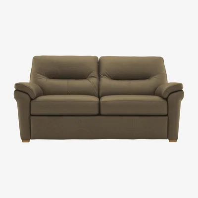 Furniture Village G Plan - Seattle 2.5 Seater Leather Sofa with Wooden Feet - Capri Mushroom