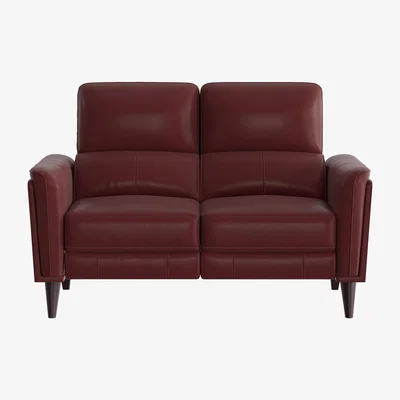 Furniture Village Compact Collection Klein 2 Seater BV Leather Power Recliner Sofa with Telescopic Headrests - BV Deep Red