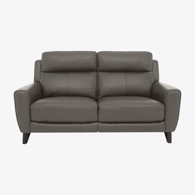 Furniture Village Comfort Story - Zen 2 Seater Leather Power Recliner Sofa with Headrests and Power Lumbar - Elephant