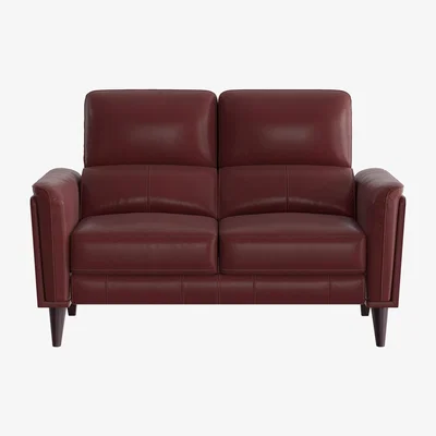 Furniture Village Compact Collection Klein 2 Seater NC Leather Sofa - NC Deep Red
