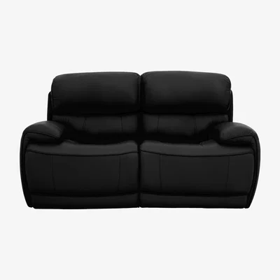 Furniture Village Relax Station Rocco 2 Seater Leather Power Rocker Sofa with Power Headrests - Black- World of Leather