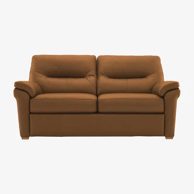 Furniture Village G Plan - Seattle 2.5 Seater Leather Sofa with Wooden Feet - Cambridge Tan