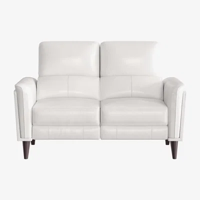 Furniture Village Compact Collection Klein 2 Seater BV Leather Power Recliner Sofa with Telescopic Headrests - BV Star White